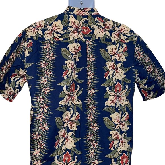 Vintage Retro Cooke Street Hawaiian Shirt Mens M Plumeria Aloha Vacation Blue - Picture 7 of 10